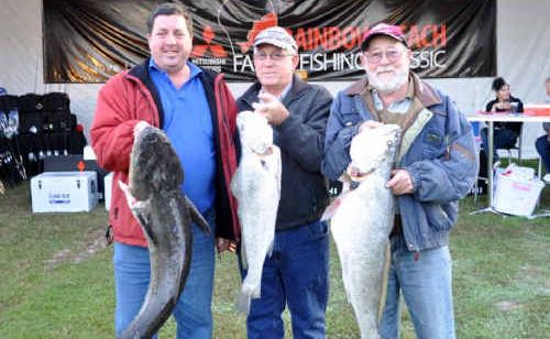 David Hoyle from Tin Can Bay, Rob Shadbolt from Gympie and Graham Robinson from Bundaberg with their catches. David Hoyle from Tin Can Bay, Rob Shadbolt from Gympie and Graham Robinson from Bundaberg with their catches.